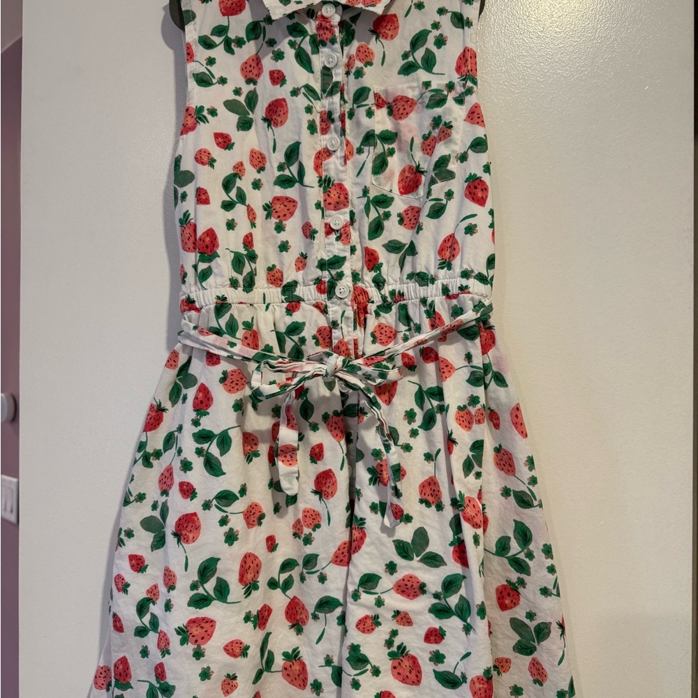 Crewcuts Kids Dress with Strawberry Print - Red and Green